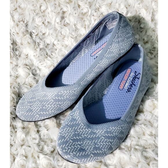 Skechers Womens Air-cooled Blue Memory Foam Ballet Flats Size 8.5 Preppy Casual - Picture 1 of 8
